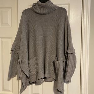 Gray Oversized Turtleneck Sweater